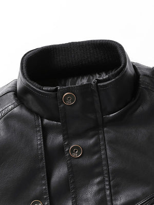 Men's Zip Up Long Sleeve Leather Jacket