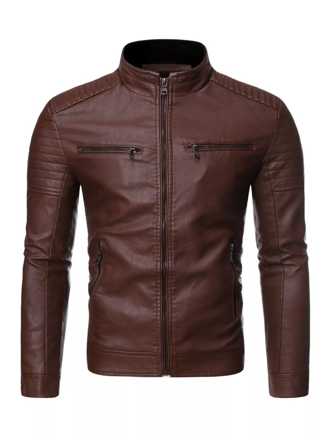 Men's Plus Size Zip Up Leather Moto Jacket