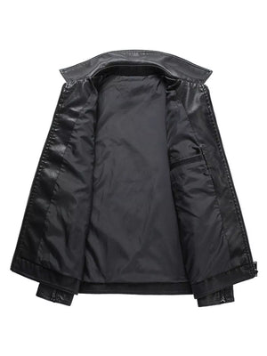 Men's Plus Size Zip Up Leather Jacket