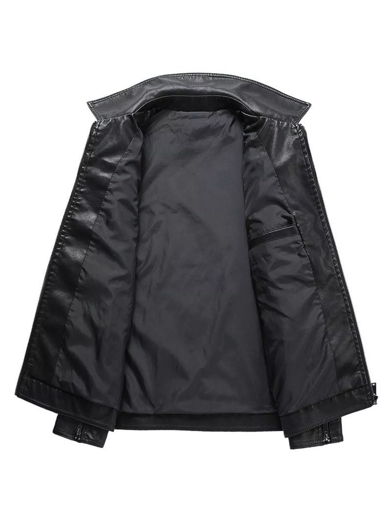 Men's Plus Size Zip Up Leather Jacket