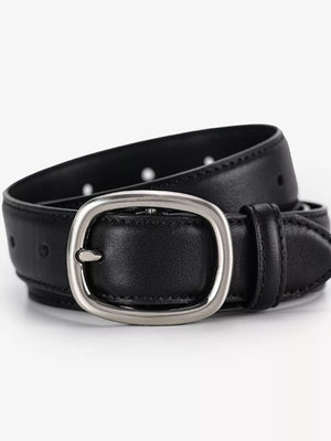 Leather Belt with Oval Buckle