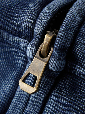 Men's Washed Zip Up Casual Hoodie