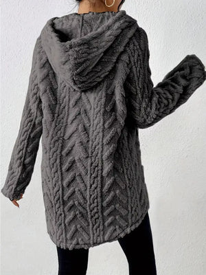 Cozy Textured Drawstring Fleece Hoodie