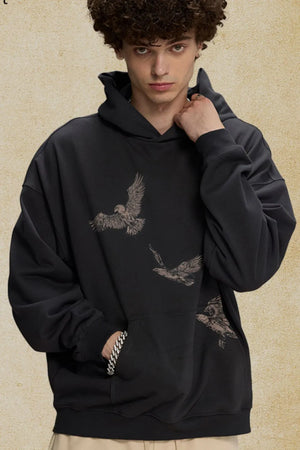 Men's Graphic Long Sleeve Hoodie with Kangaroo Pocket