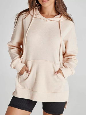 Oversized Drawstring Side Slit Hoodie