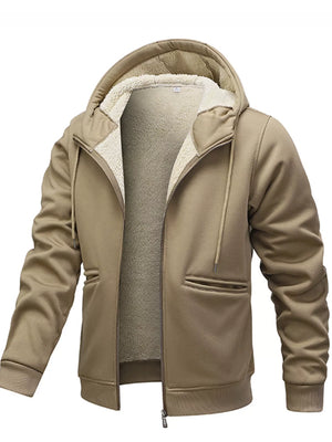 Men's Full Size Warm Fleece Lined Zip-Up Hoodie Plus Size