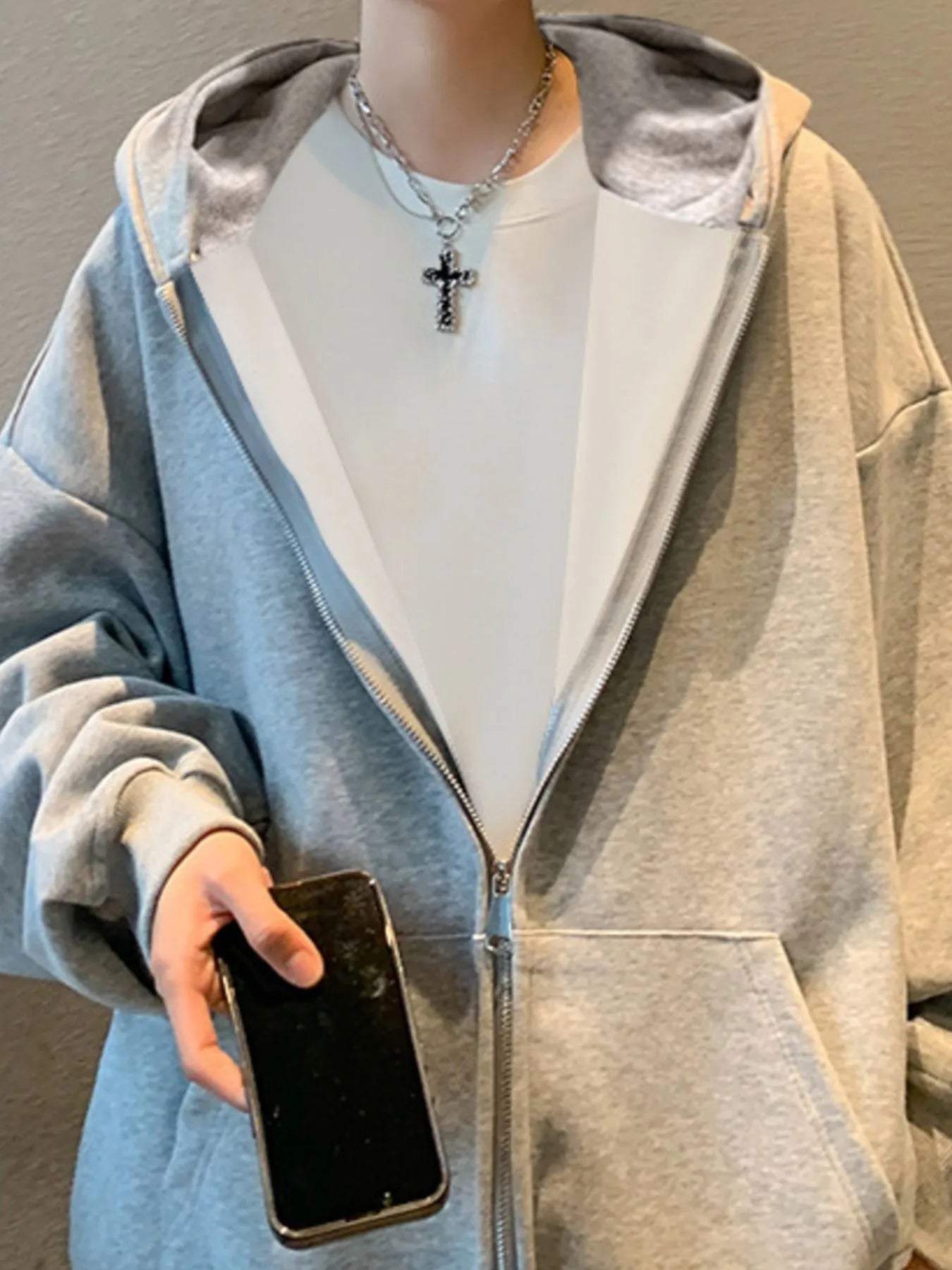 Men's Plus Size Zip Up Oversized Hoodie
