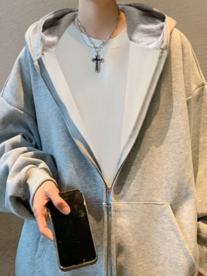 Men's Plus Size Zip Up Oversized Hoodie