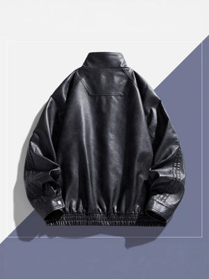 Men's Plus Size Vintage Style Faux Leather Moto Jacket