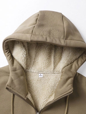 Men's Full Size Warm Fleece Lined Zip-Up Hoodie Plus Size