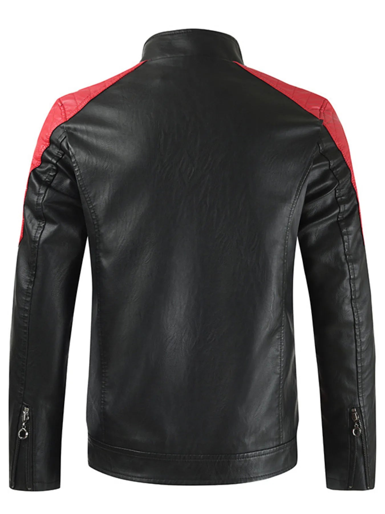 Men's Plus Size Color Block Leather Jacket