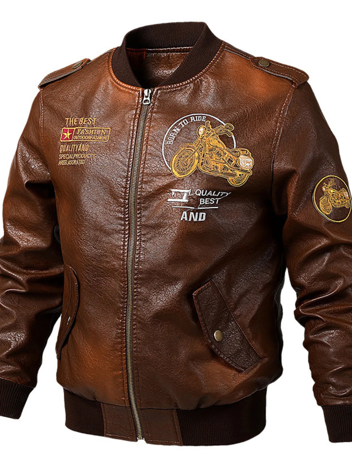 Men's Plus Size Vintage Motorcycle Faux Leather Bomber Jacket
