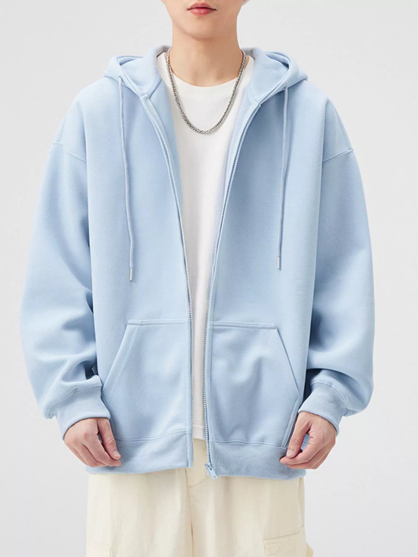 Men's Casual Loose Fit Zip-Up Hoodie