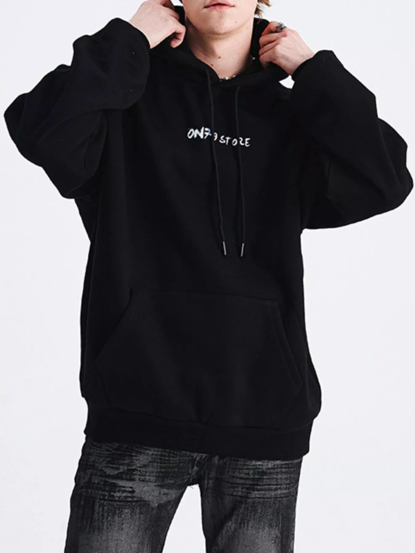 Men's Drop Shoulder Drawstring Hoodie