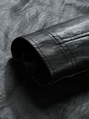 Men's Plus Size Zip Up Leather Moto Jacket