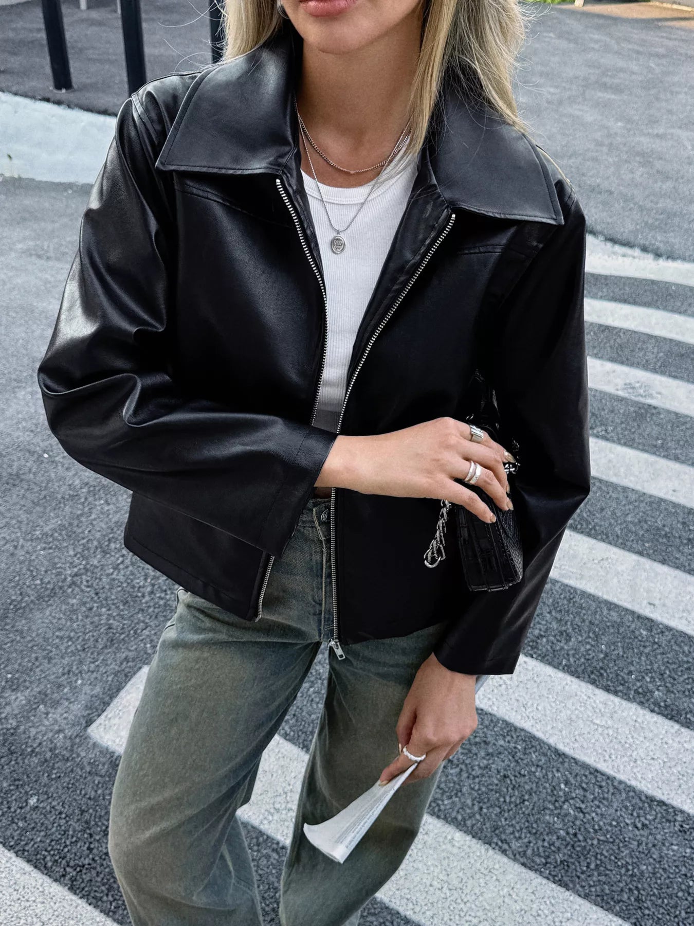 Zip Up Leather Jacket