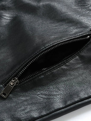 Men's Plus Size Zip Up Leather Moto Jacket