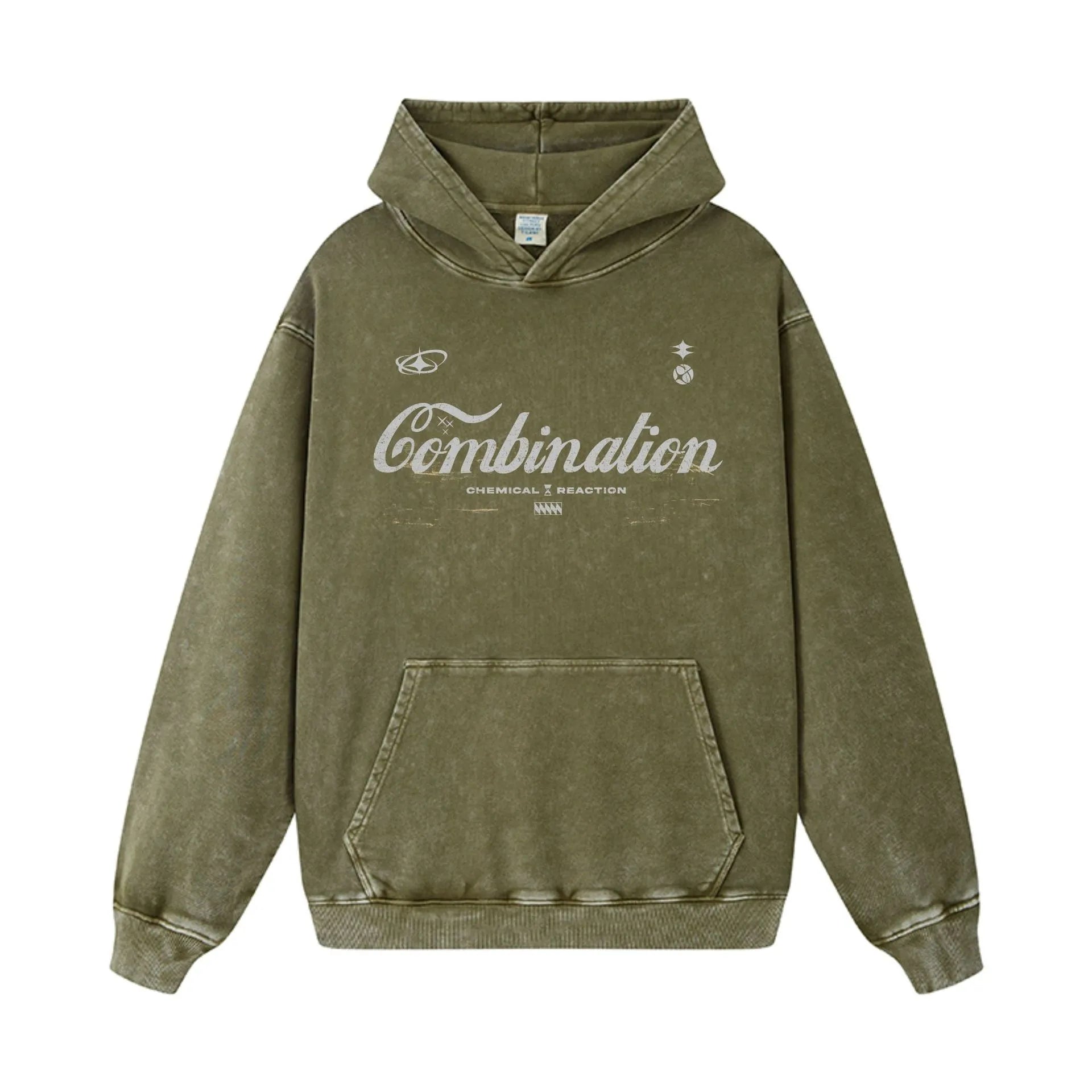 Men's Letter Washed Kangaroo Pocket Hoodie