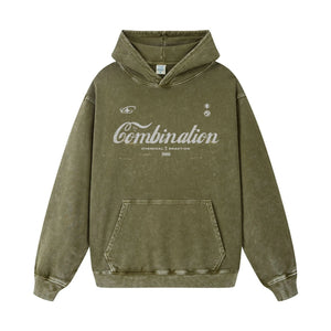 Men's Letter Washed Kangaroo Pocket Hoodie