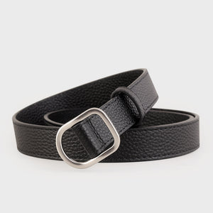 Leather Belt with Silver Buckle