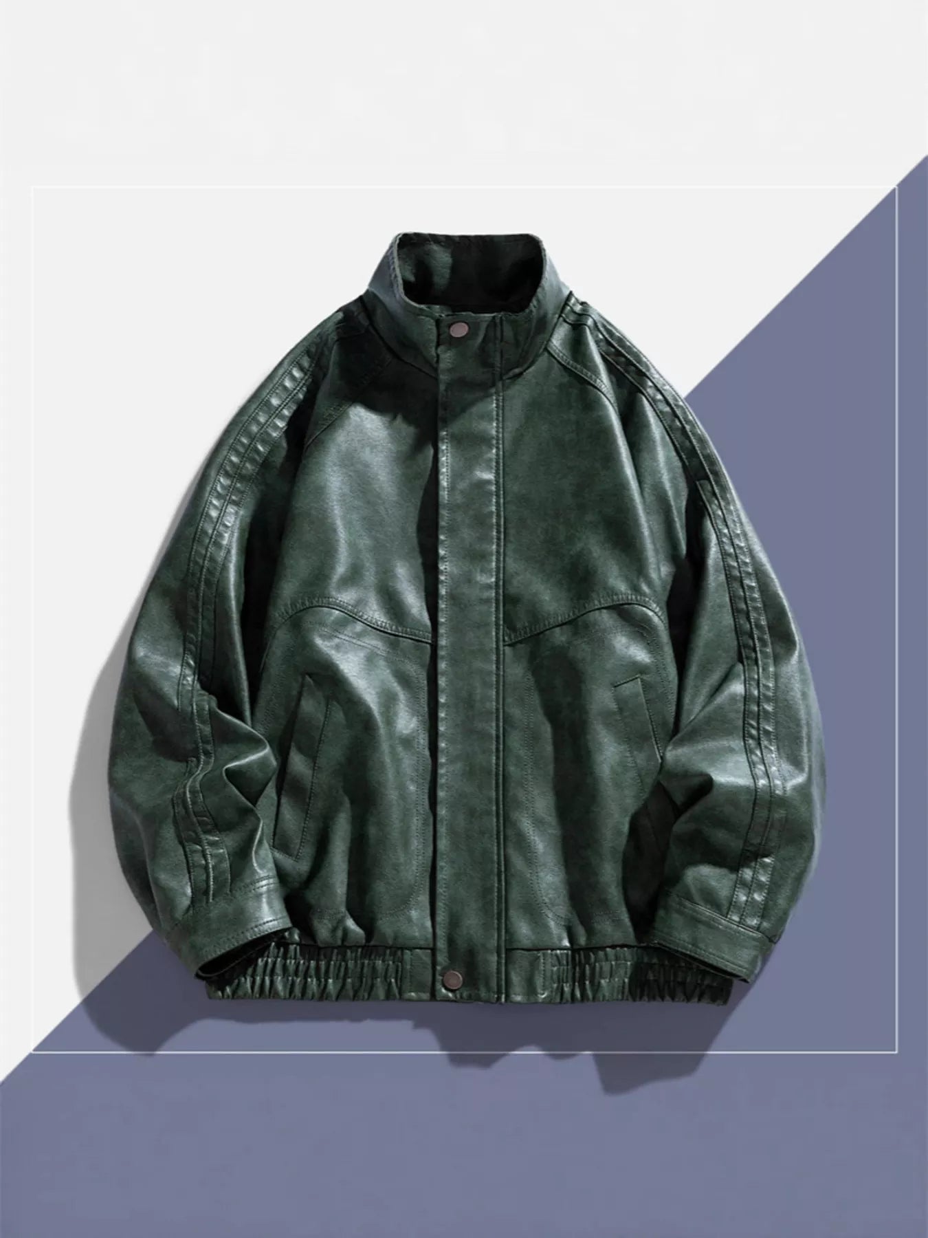 Men's Plus Size Vintage Style Faux Leather Moto Jacket