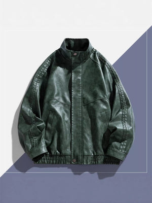 Men's Plus Size Vintage Style Faux Leather Moto Jacket