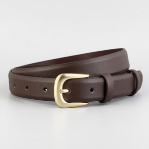 Leather Belt with Golden Buckle