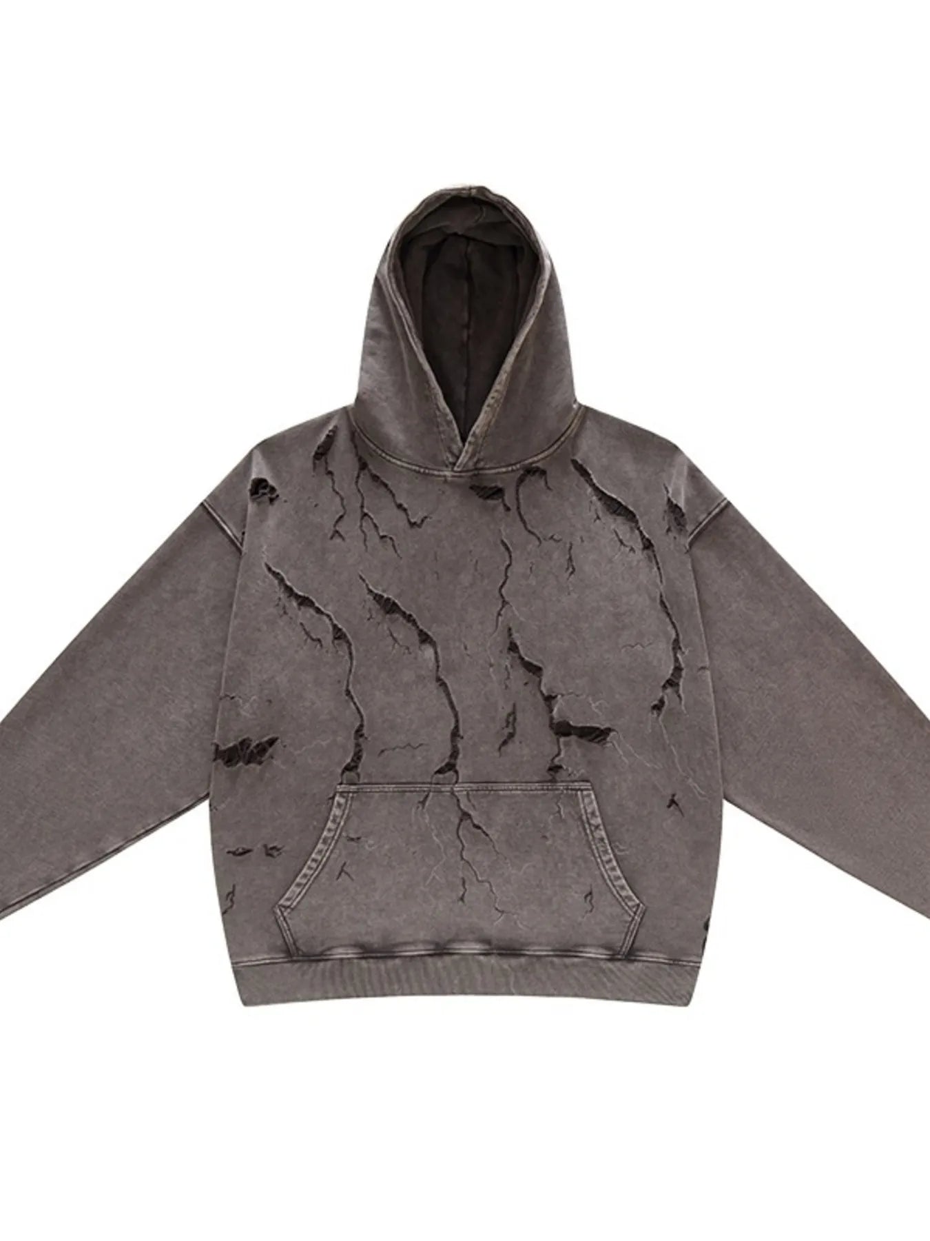 Men's Distressed Long Sleeve Hoodie