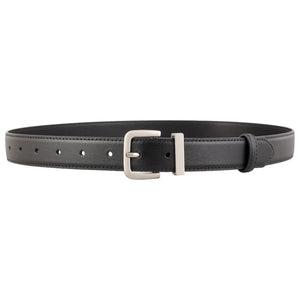 Classic Leather Belt with Silver Buckle