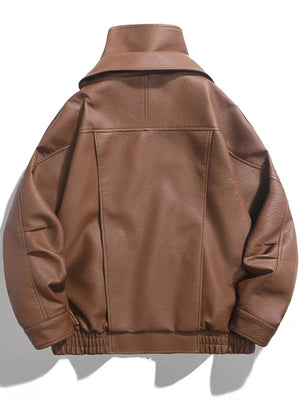 Men's Zip Up Leather Moto Jacket