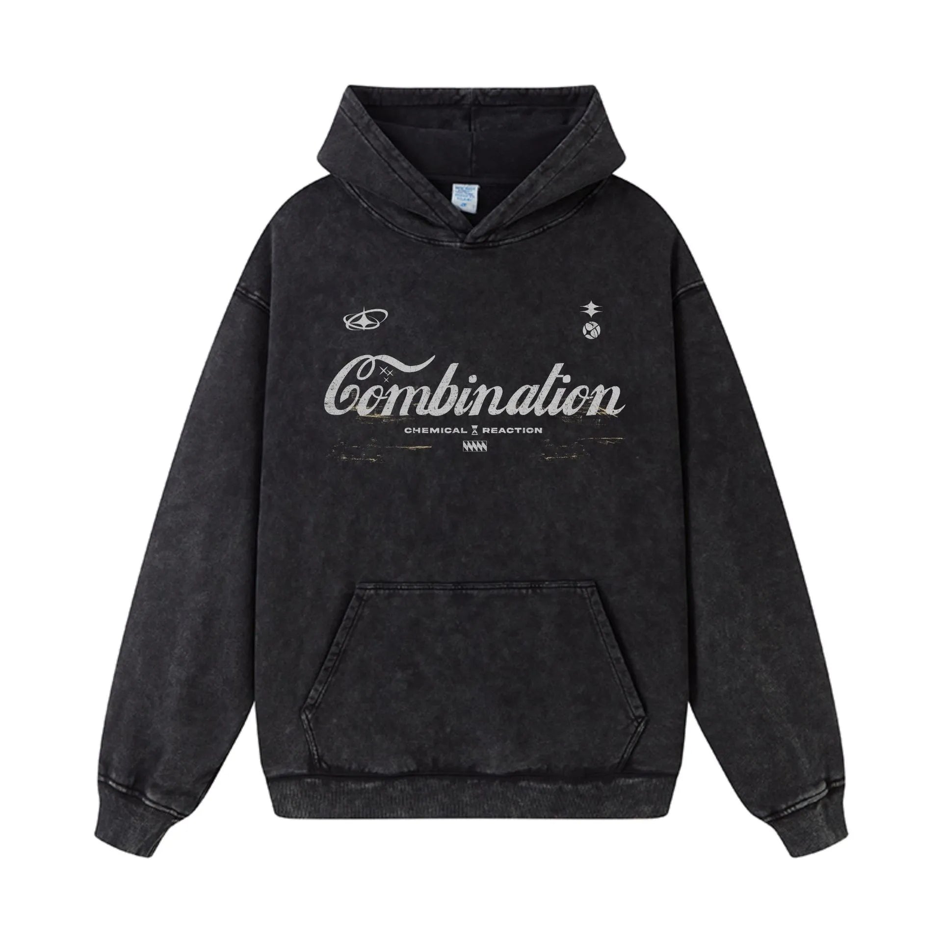 Men's Letter Washed Kangaroo Pocket Hoodie