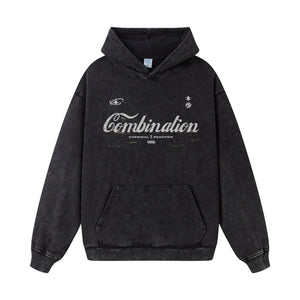 Men's Letter Washed Kangaroo Pocket Hoodie