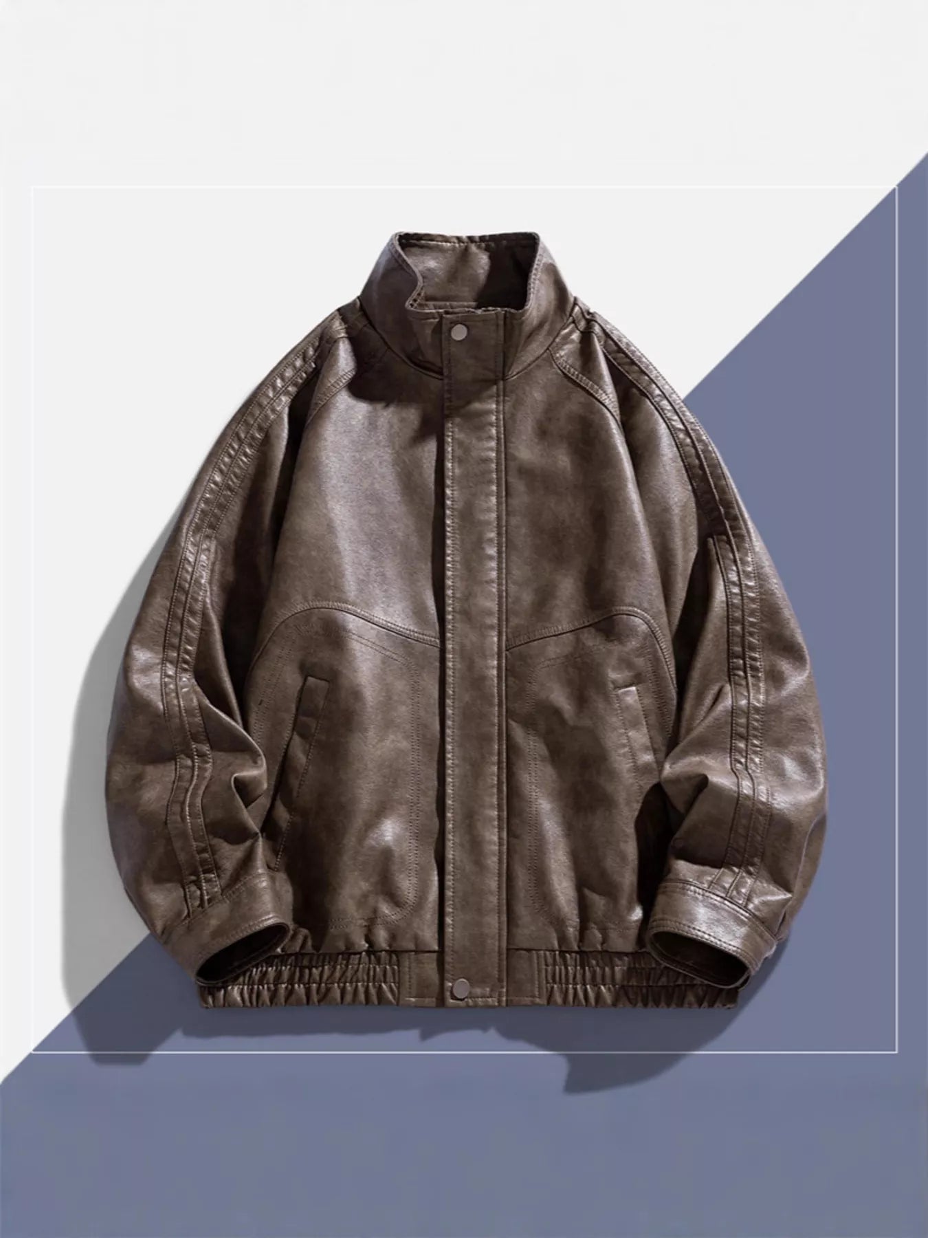 Men's Plus Size Vintage Style Faux Leather Moto Jacket
