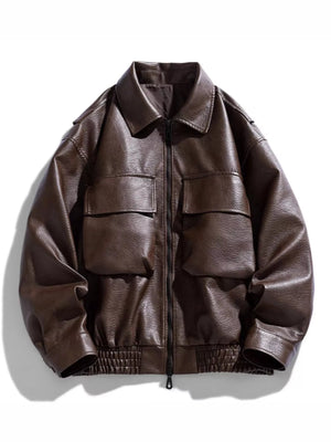 Men's Plus Size Urban Style Faux Leather Bomber Jacket