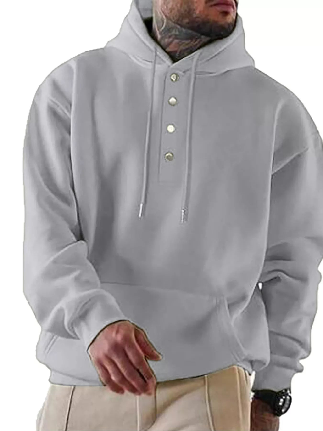 Men's Full Size Drawstring Kangaroo Pocket Hoodie Plus Size