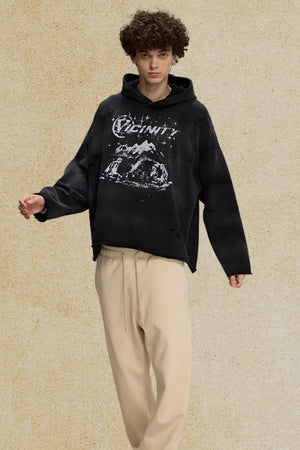 Men's Distressed Graphic Long Sleeve Hoodie