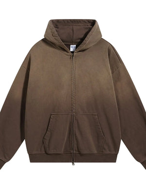 Men's Gradient Zip Up Drop Shoulder Hoodie