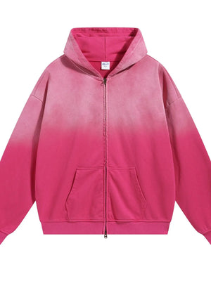 Men's Gradient Zip Up Drop Shoulder Hoodie