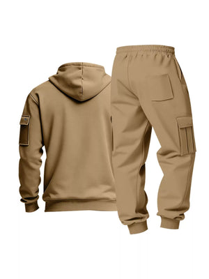 Men's Full Size Half Zip Hoodie and Cargo Pants Set Plus Size