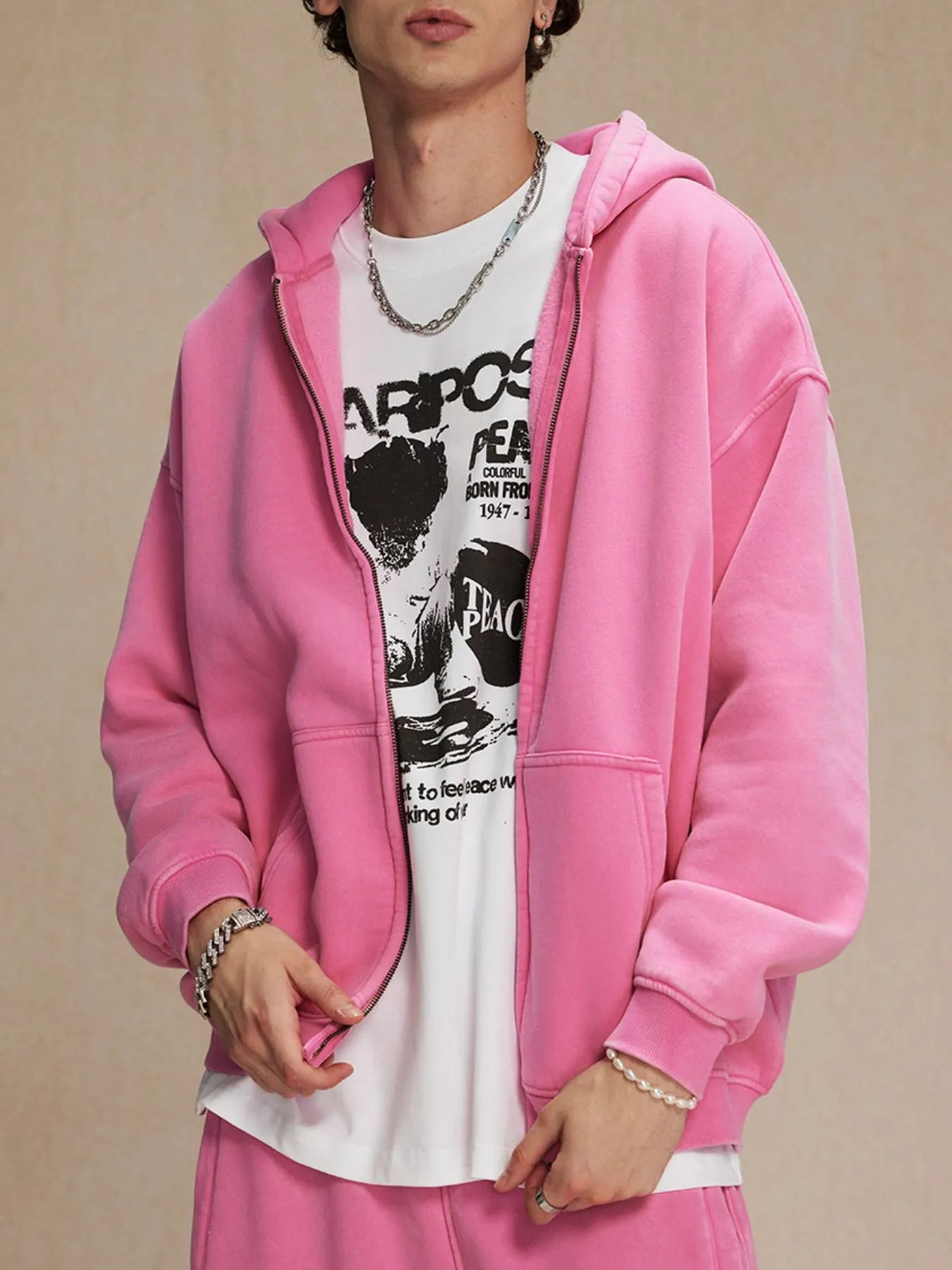 Men's Zip-Up Hoodie with Kangaroo Pocket