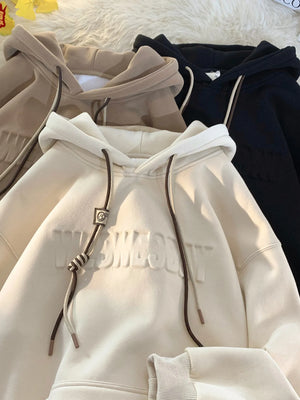 Men's Plus Size Letter Drawstring Long Sleeve Hoodie