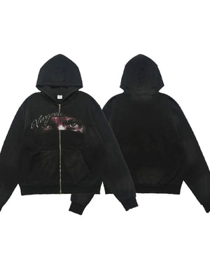 Men's Graphic Zip-Up Hoodie with Pockets