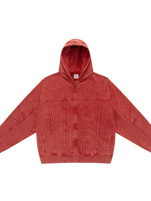 Men's Washed Zip Up Casual Hoodie