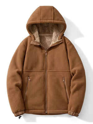 Men's Plus Size Warm Fleece Lined Zip-Up Hoodie