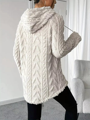 Cozy Textured Drawstring Fleece Hoodie