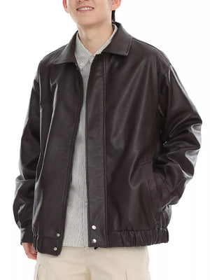 Men's Plus Size Classic Faux Leather Jacket