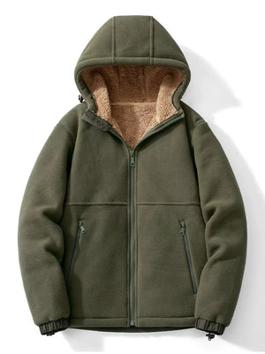 Men's Plus Size Warm Fleece Lined Zip-Up Hoodie