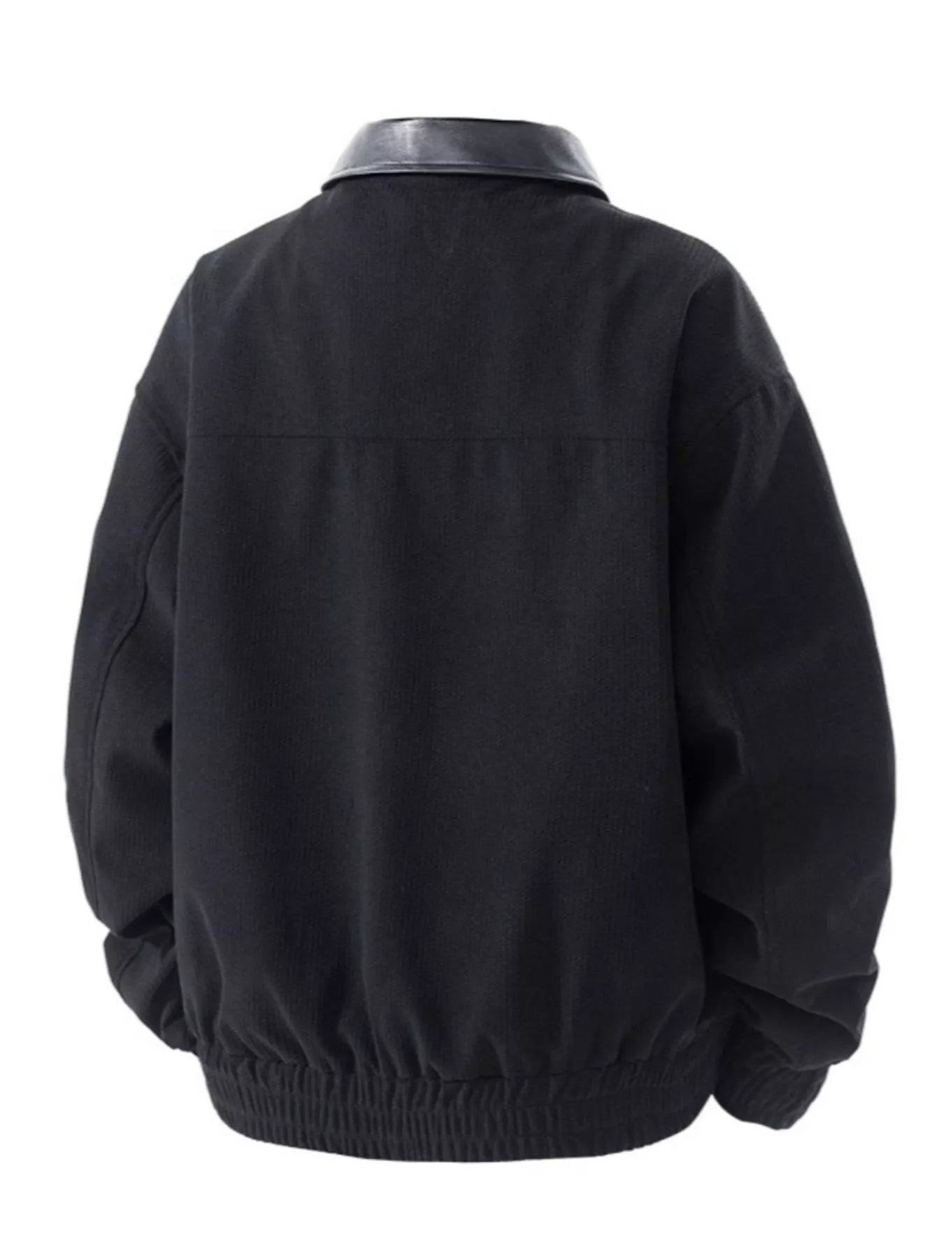 Men's Plus Size Zip Up Corduroy Jacket with Leather Collar