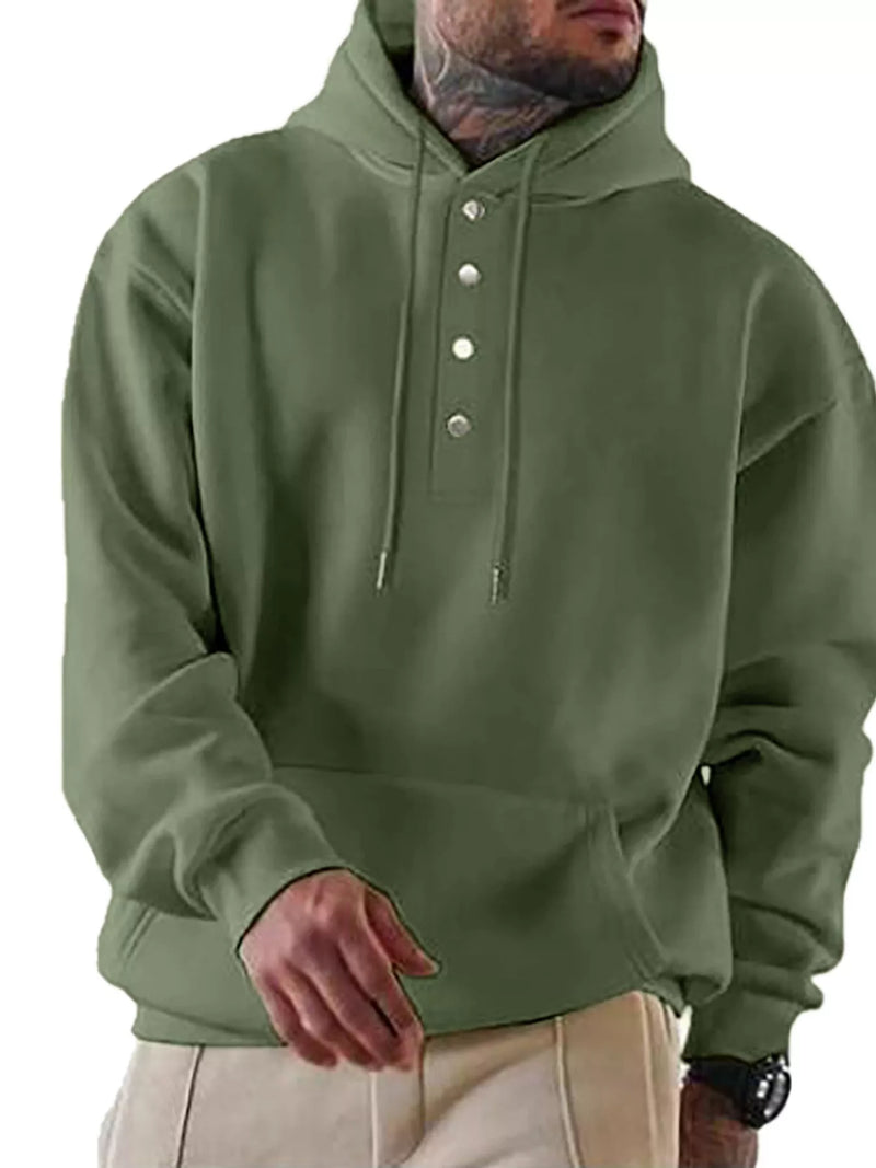 Men's Full Size Drawstring Kangaroo Pocket Hoodie Plus Size