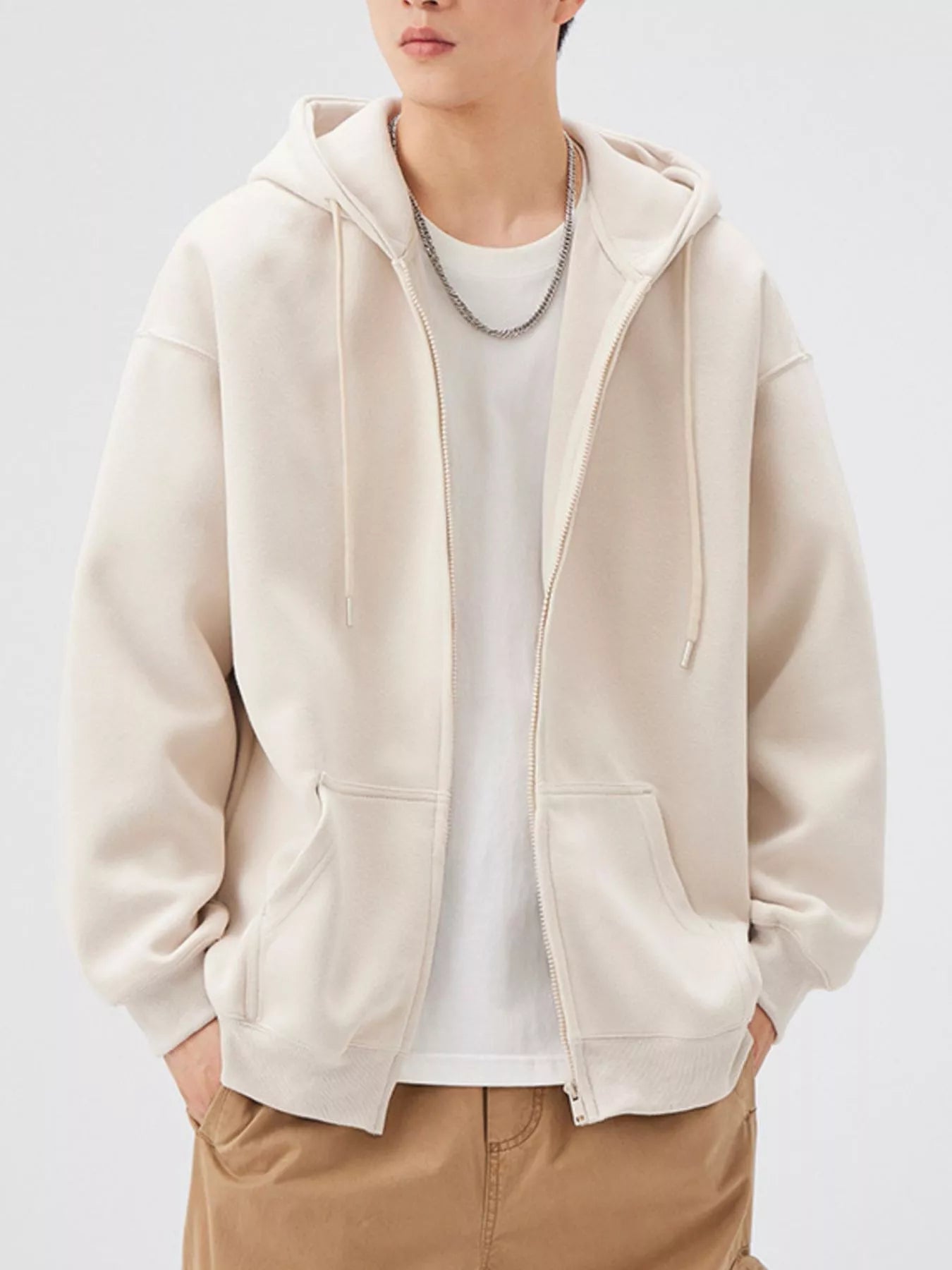 Men's Casual Loose Fit Zip-Up Hoodie